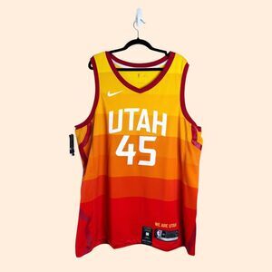 Nike Men's Utah Basketball Jersey - Red and Orange